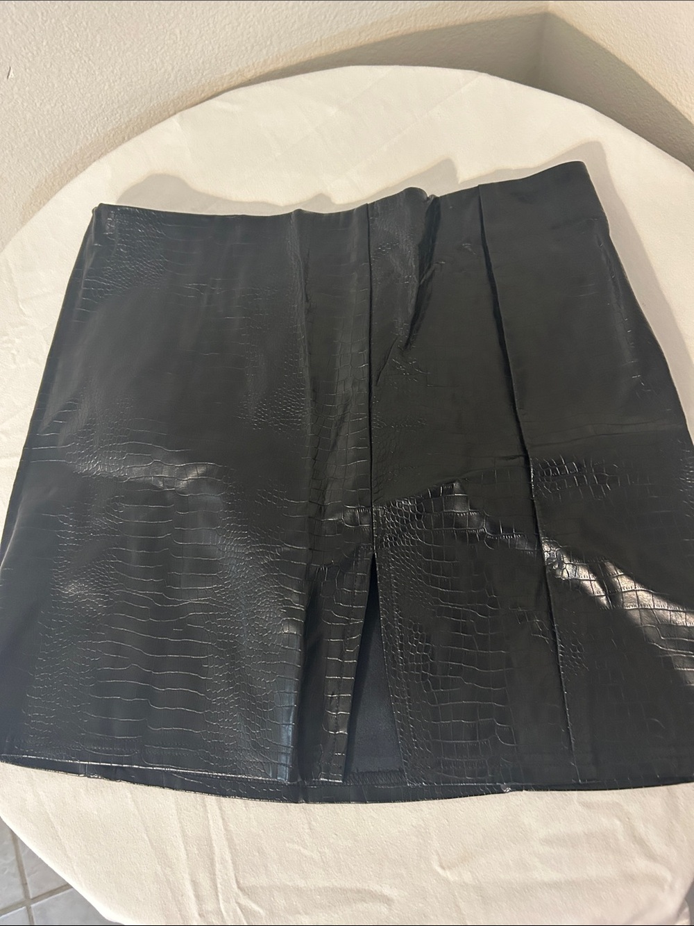 Fashion Nova Black Faux Croc Mini Skirt